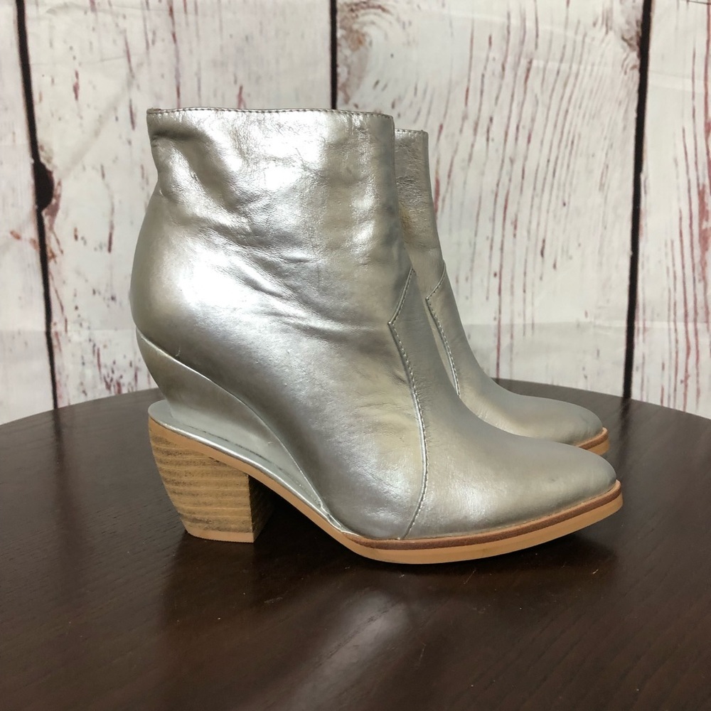 Jeffrey Campbell Ibiza Vista Boot Silver Leather Ankle Boots 6.5